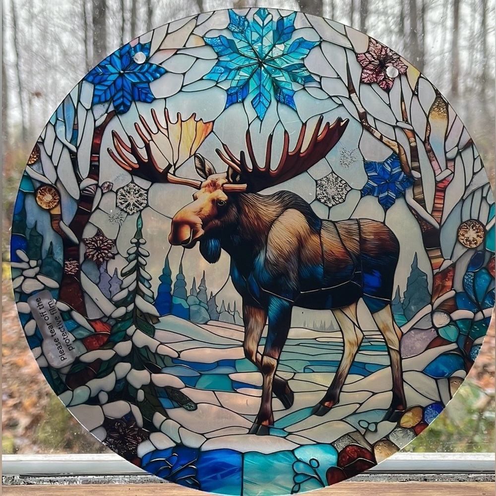LSuncatcher Acrylic Moose Canadian Wildlife Winter Cabin Decor Gift Idea